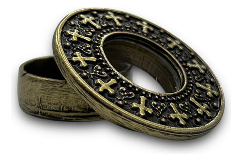 Teca O Relicario Redondo Con Cruces (porta Reliquia Santos)