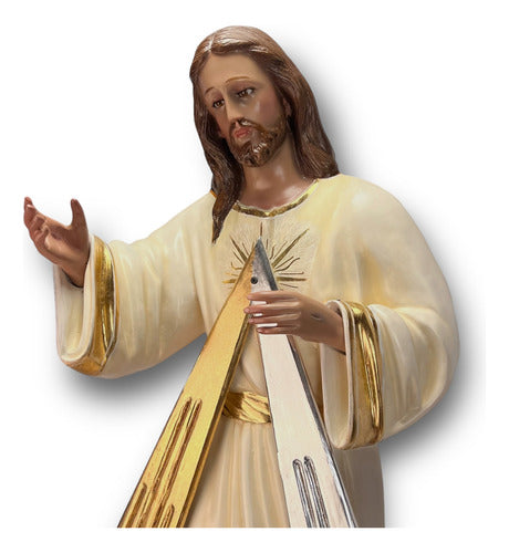 Señor De La Misericordia Al Óleo Manos Desmontables 130cm