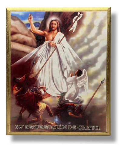 Juego De Viacrucis En Acabado Dorado 27cm X 22cm (15 Pzas)