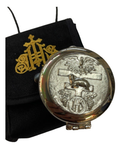 Set Porta Relicario Y Píxide Niquelado Ministros Eucaristía