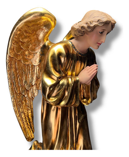 Par De Ángeles Custodios Finos Con Hoja De Oro Fina 69cm