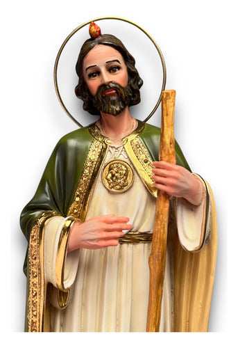 Figura De San Judas Tadeo 48cm Filetes En Hoja De Oro