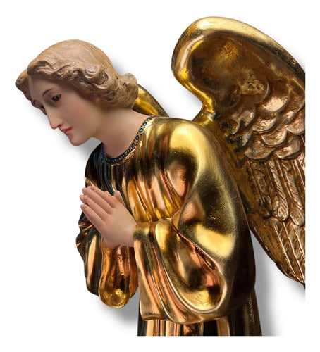 Par De Ángeles Custodios Finos Con Hoja De Oro Fina 69cm