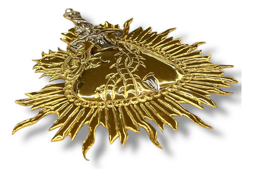 Corazón Con Daga En Baño De Oro Y Niquelado 15cm