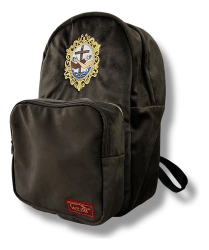 Mochila Sacristía O Sacrimochila 4.0 Bordada Escudo Franciscano Bolsa Desmontable