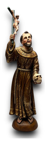 San Francisco De Asis Talla En Madera Con Hoja De Oro 30cm