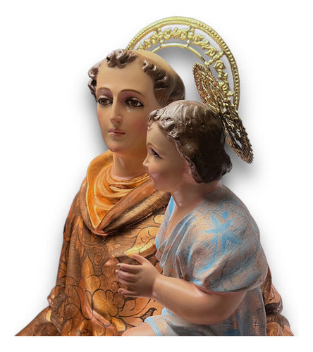 San Antonio De Padua Decorado En Hoja De Cobre 107cm