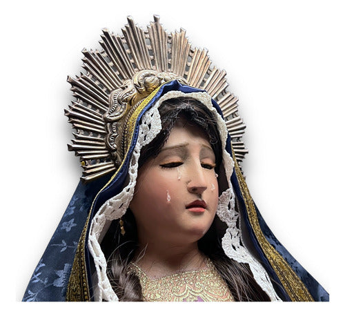 Virgen De Los Dolores Articulada Tallada En Madera 64cm