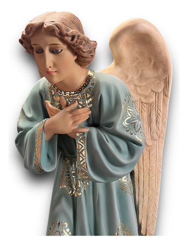 Par De Ángeles Custodios Finos Con Hoja De Oro Fina 69cm