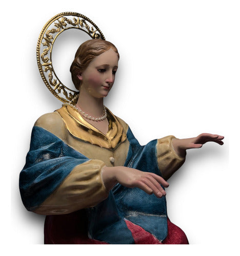 Santa Cecilia En Terminado Bruñido Con Aureola 120cm