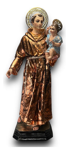 San Antonio De Padua Decorado En Hoja De Cobre 107cm