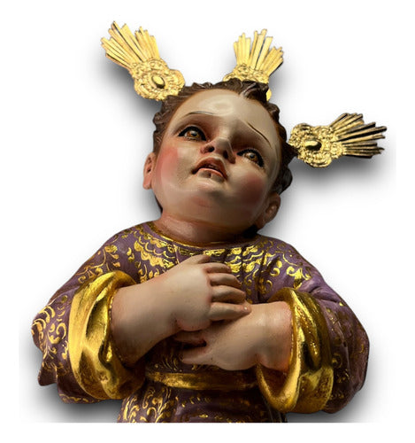 Niño Jesús Pasionista Nazareno Talla En Madera Estofado 25cm