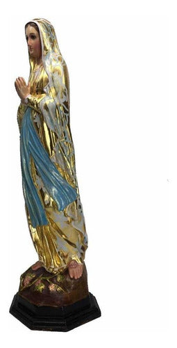 Virgen De Lourdes 86cm Hoja De Oro Al Óleo