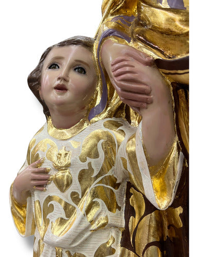 San José Con Niño Jesús Decorados En Hoja De Oro 85cm