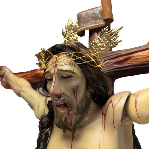 Cristo De Base  Articulado De Brazos Talla En Cedro 110