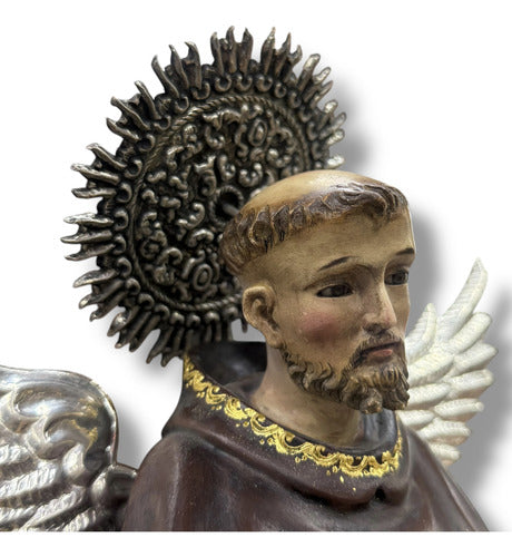 San Francisco De Asís Seráfico Tallado En Madera 36cm