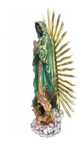 Virgen De Guadalupe 59 Cm Hoja De Oro Resplandor De Madera
