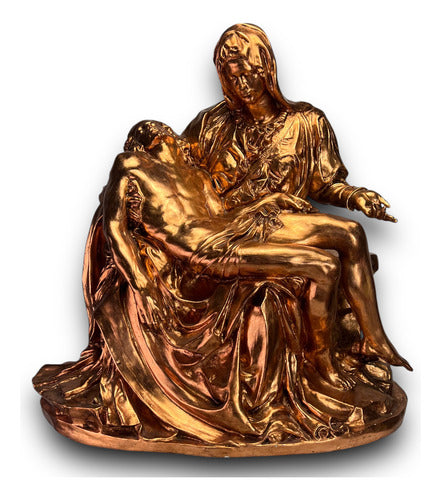Virgen De La Piedad En Hoja De Bronce 65cm