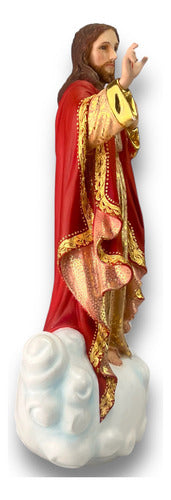 Sagrado Corazón De Jesus Talla En Madera Con Oro Fino 30cm