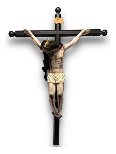 Cristo Muerto Tallado En Madera Acabado Bruñido 77cm