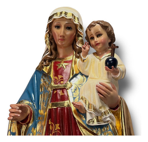 Virgen De La Estrella Al Óleo Con Hoja De Oro 100cm