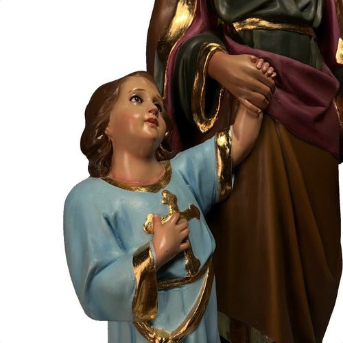 San José 107cm Policromía Al Óleo Con Hoja De Oro