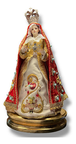 Virgen De Los Dolores Tallada En Madera Con Accesorios 57cm