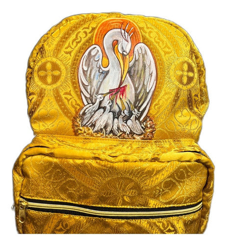 Mochila Sacristía Morada Símbolo Pelicano Cristiano