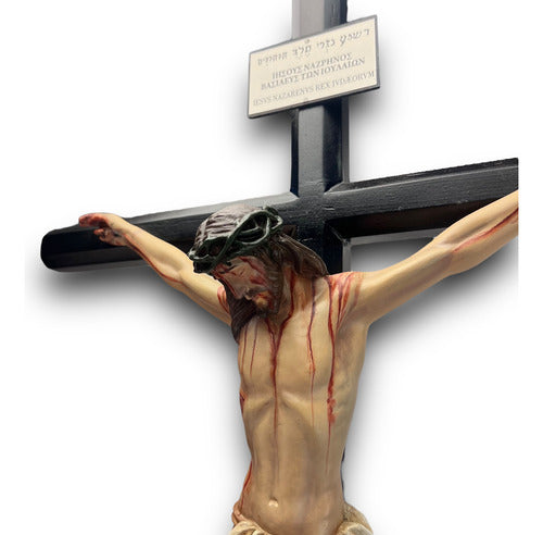 Cristo Muerto O Crucifijo Al Óleo En Cruz Octagonal 75cm