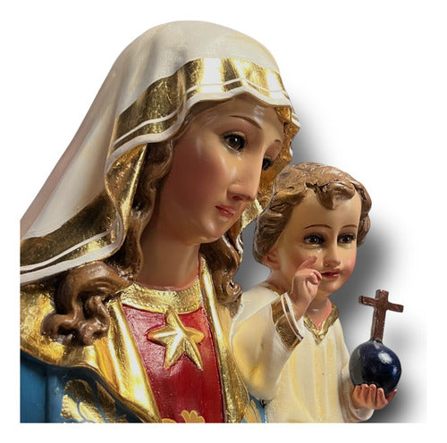 Virgen De La Estrella Al Óleo Con Hoja De Oro 100cm