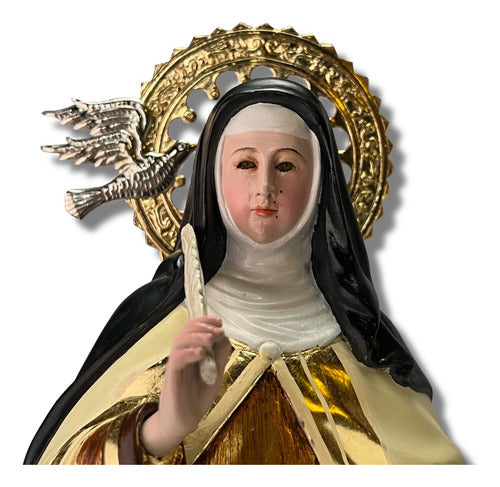Santa Teresa De Ávila 40cm Oleo Hoja Oro Y Aureola 2.0