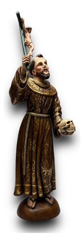 San Francisco De Asis Talla En Madera Con Hoja De Oro 30cm