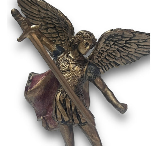 San Miguel Arcángel Figura Terminado Bronce Detallada