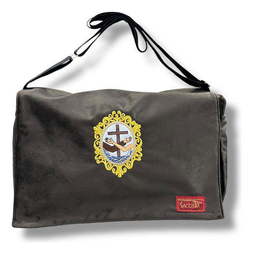 Sacri Mochila Mensajero Bordada Escudo Franciscano