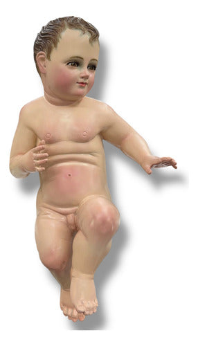 Niño Dios Talla En Madera De Cedro, Acabado Bruñido 32cm