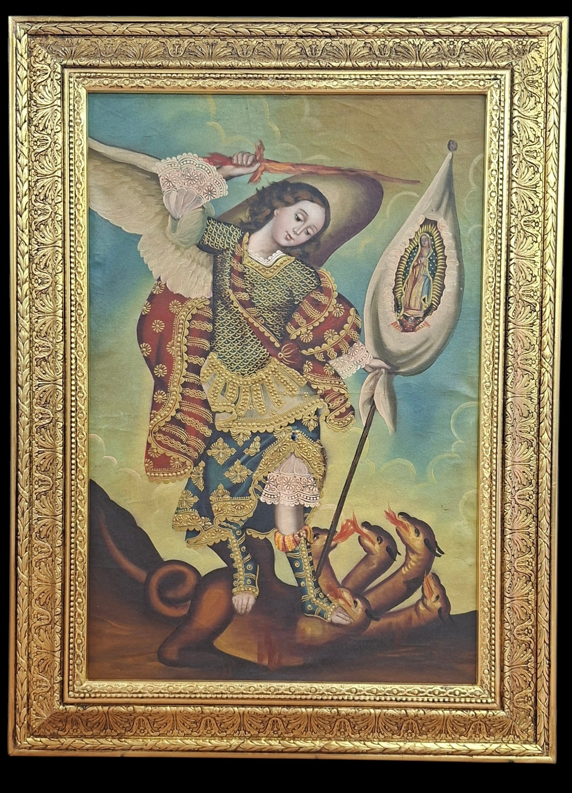 Cuadro de San Miguel Arcangel pintura antigua