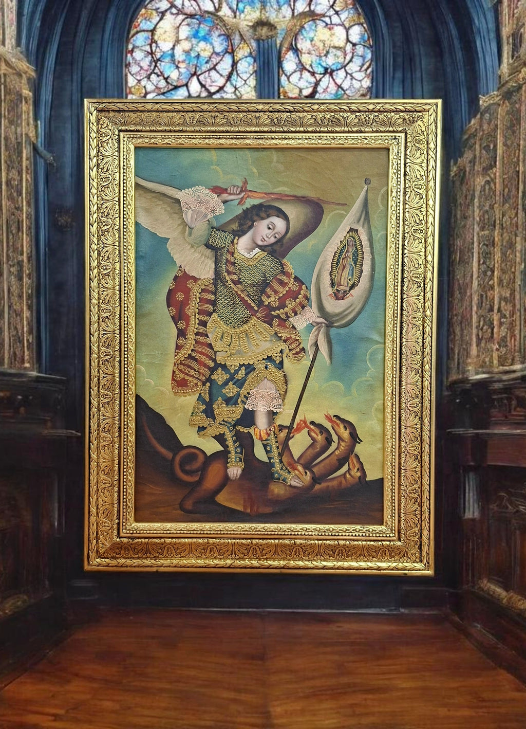 Cuadro de San Miguel Arcangel pintura antigua