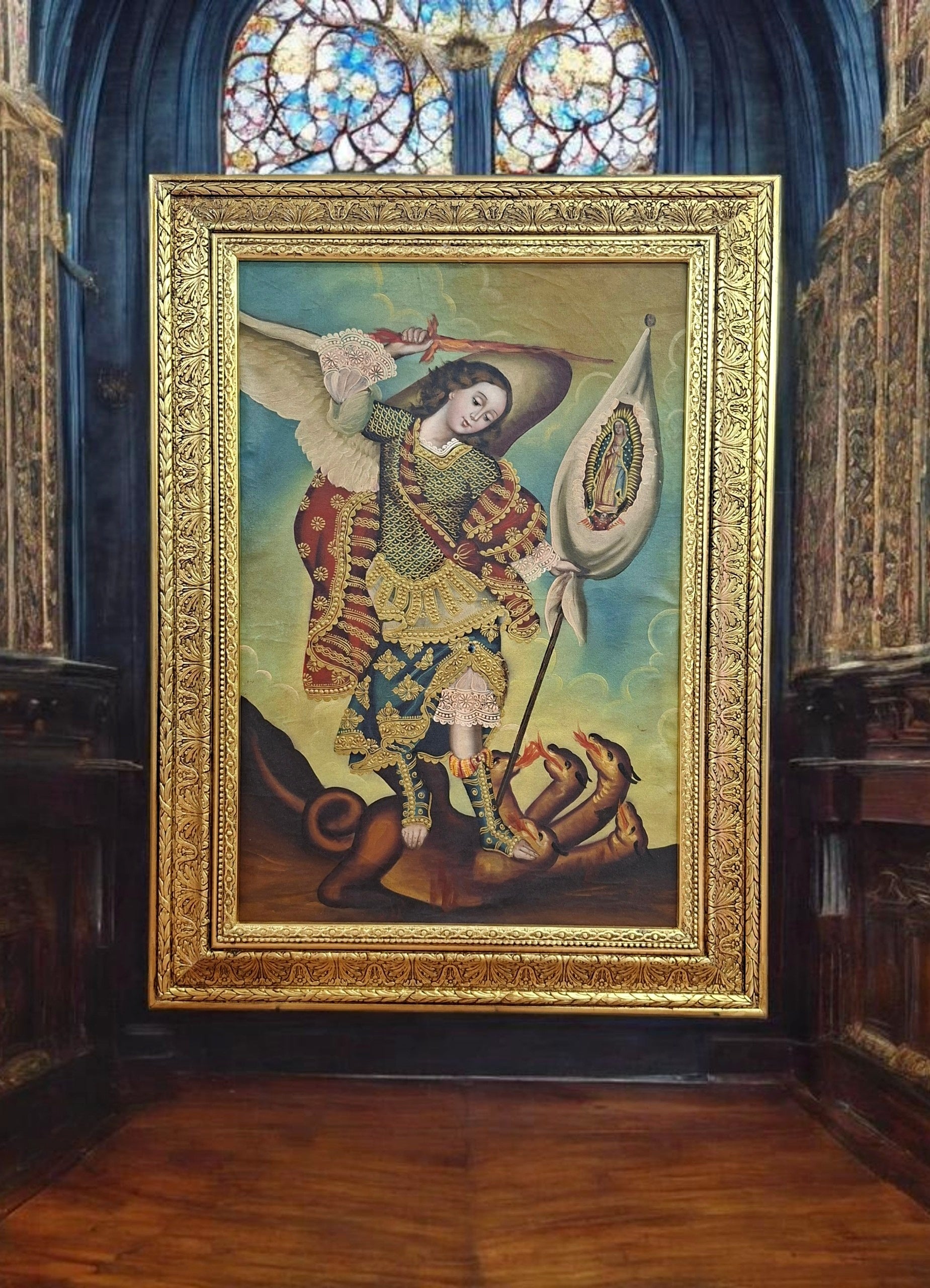 Cuadro de San Miguel Arcangel pintura antigua