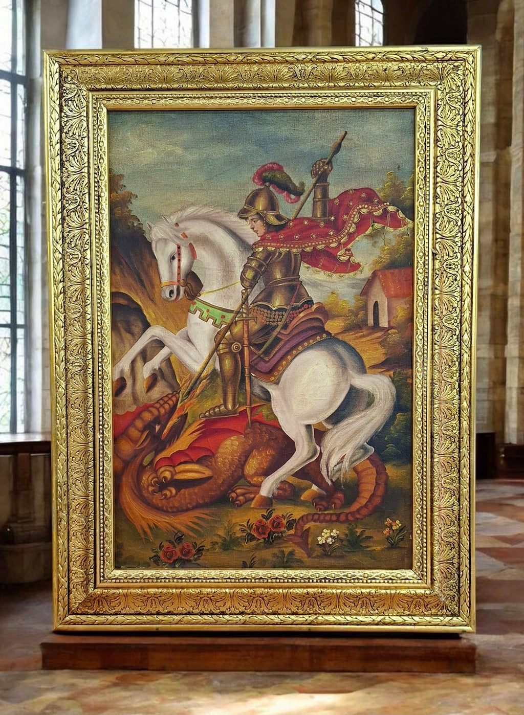 Cuadro de San Jorge pintura antigua