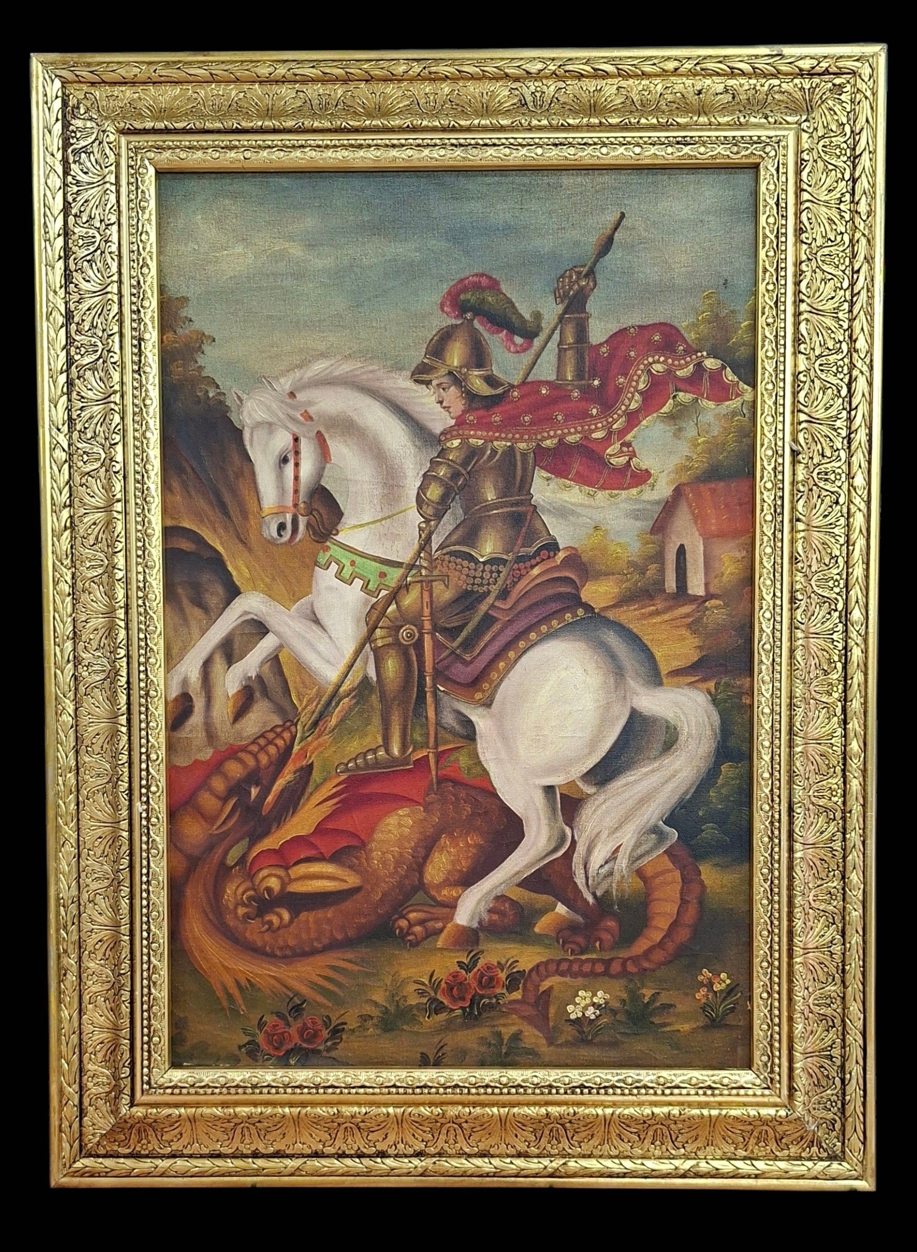 Cuadro de San Jorge pintura antigua