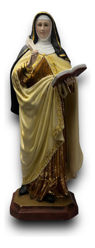Santa Teresa De Ávila Talla En Madera Con Oro Fino 40cm