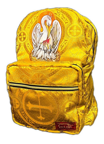 Mochila Sacristía Morada Símbolo Pelicano Cristiano