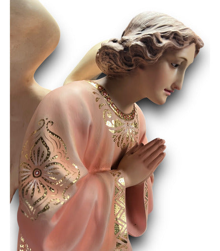 Par De Ángeles Custodios Finos Con Hoja De Oro Fina 69cm