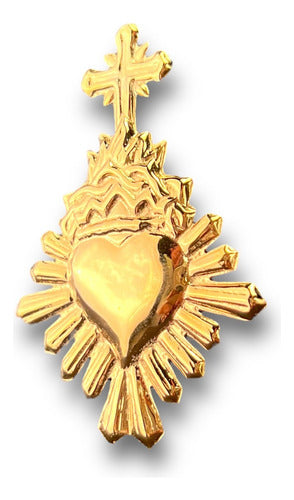 Dije Corazón Con Cruz En Baño De Oro 9 Cm X 6.5 Cm