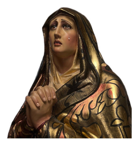 Virgen De Los Dolores De 121cm Policromado Y Estofado En Oro