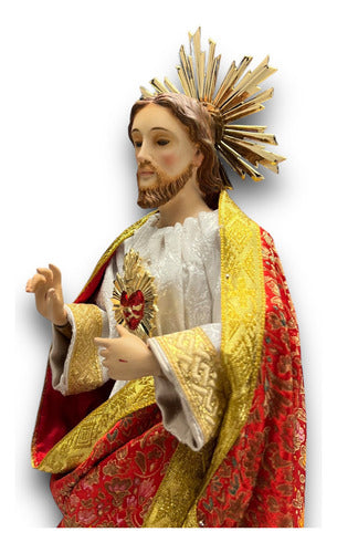 Sagrado Corazón De Jesús De Vestir Talla En Madera 40cm