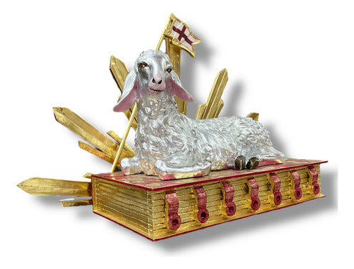 Cordero Pascual O Agnus Dei En Hoja De Oro Y Plata 80cmx50cm