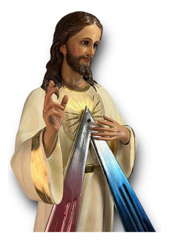 Señor De La Misericordia Pintado Al Óleo 110cm