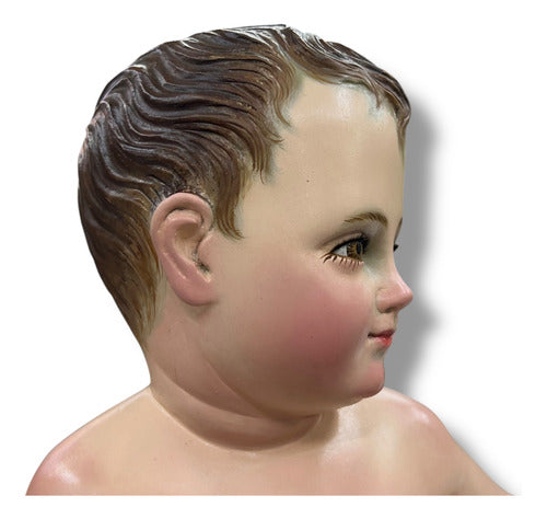 Niño Dios Talla En Madera De Cedro, Acabado Bruñido 32cm