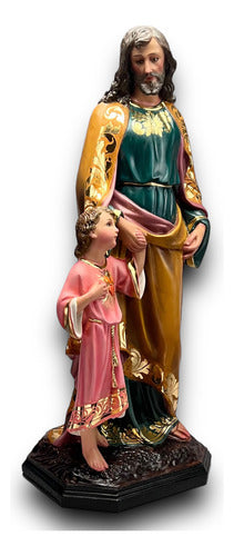 San José Con Niño Jesús De Pie Acabado En Hoja De Oro 64cm